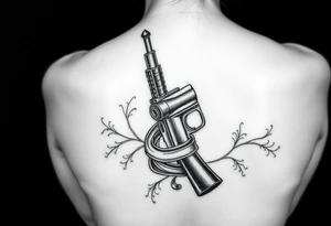Sbake wrapped around machine gun pointing up tattoo idea