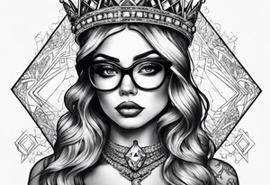 Diamond queen with glasses spooky beauty tattoo idea