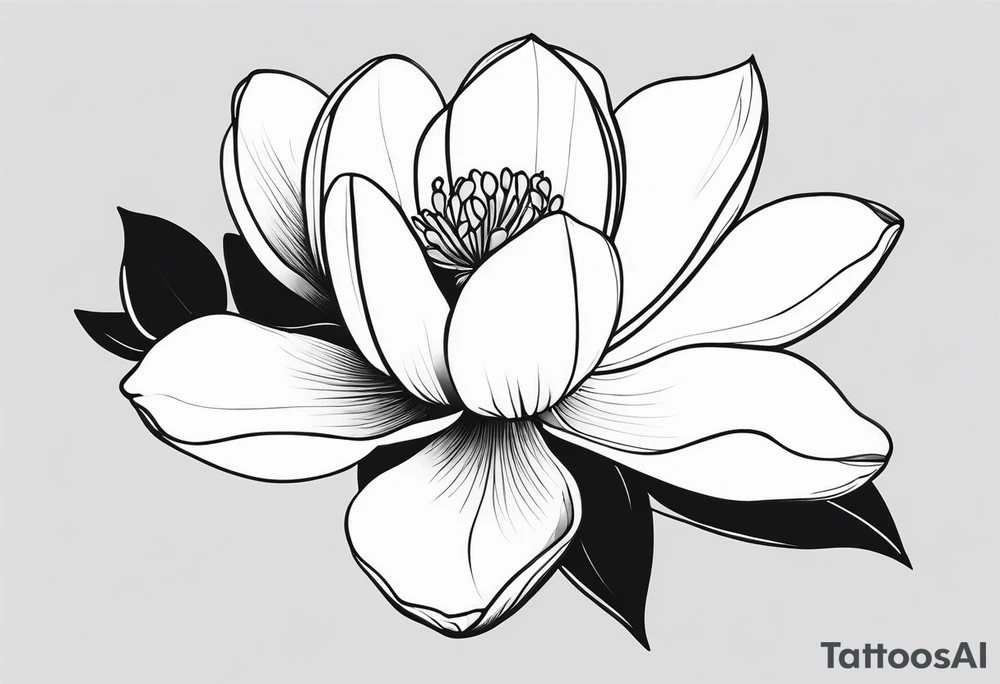 I need a Fineline magnolia flower, really long and thin. It should be vertically long tattoo idea