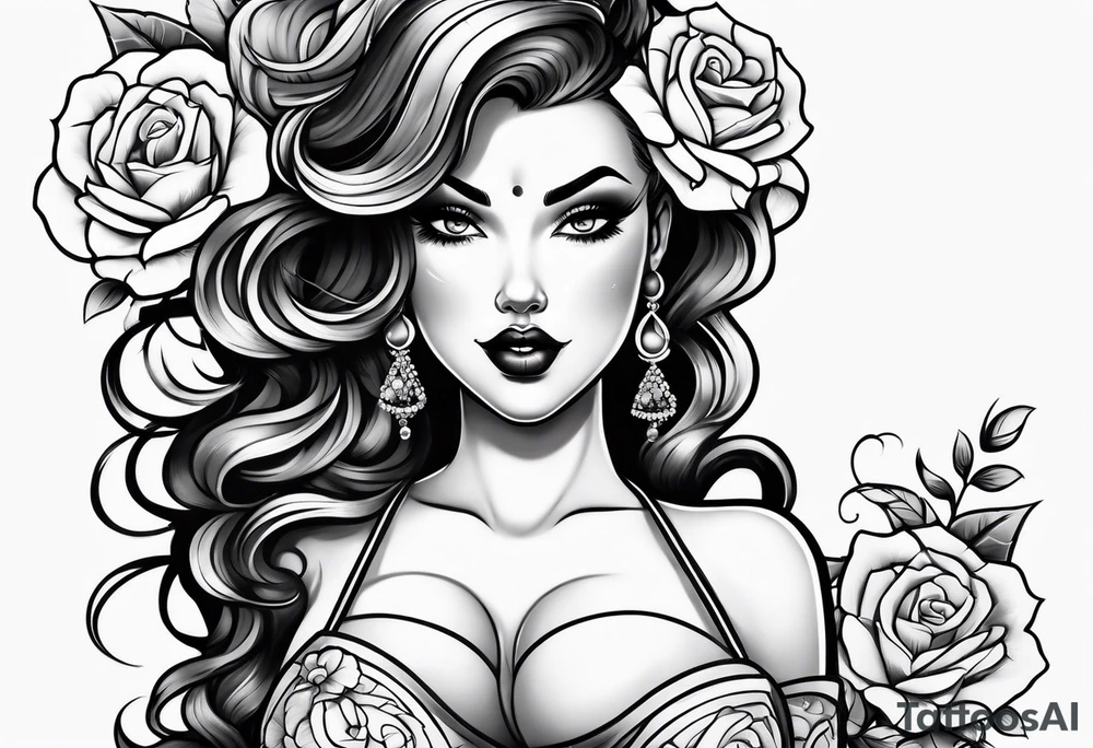 chubby pinup girl tattoo idea