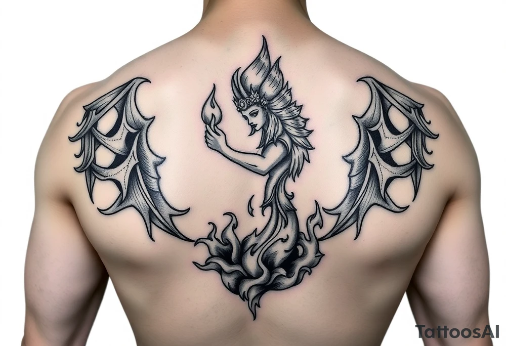 Aquarius the water bearer extinguishing flames tattoo idea