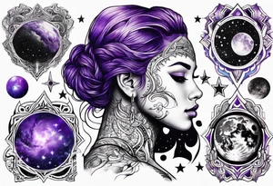 Galaxy image with bright blacklight-colored purple tattoo idea