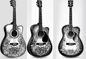 acoustic guitar full sleeve tattoo idea