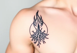 flame in a roots sphere, with a roots arch tattoo idea