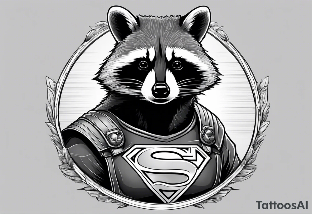 raccoon wearing a Superman t-shirt tattoo idea