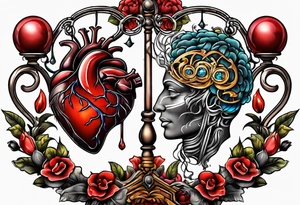 Heart and brain in a balance tattoo idea