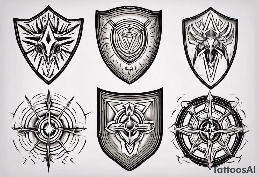 Shield symmetrical tattoo idea