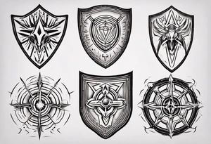 Shield symmetrical tattoo idea