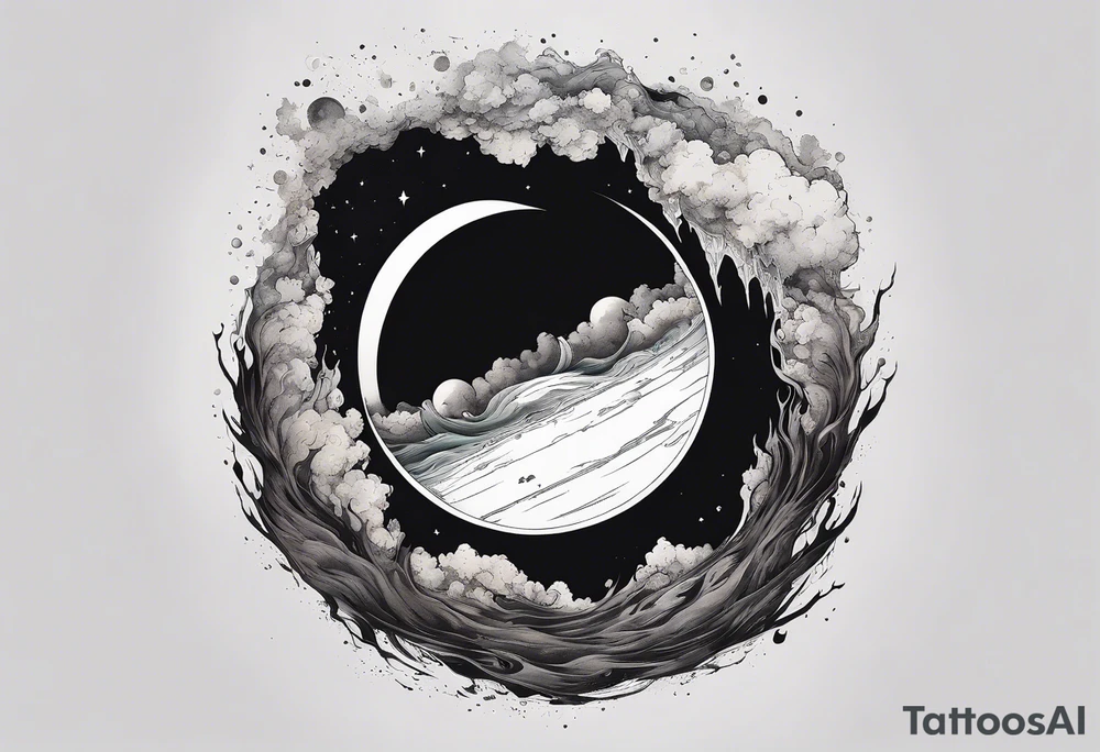 Large black hole swallowing earth. as Earth is swallowed space and time is stretched and deformed tattoo idea
