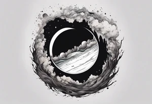 Large black hole swallowing earth. as Earth is swallowed space and time is stretched and deformed tattoo idea