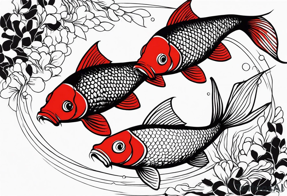 2 red koi fishes tattoo idea