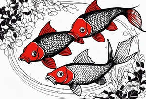2 red koi fishes tattoo idea