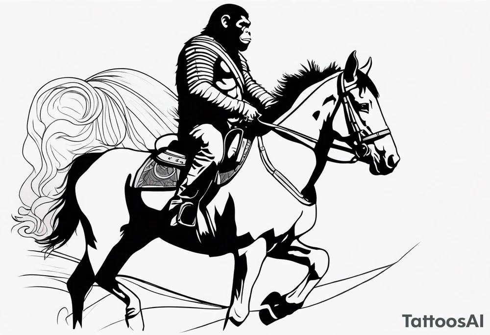 Caesar planet of the apes on a horse tattoo idea