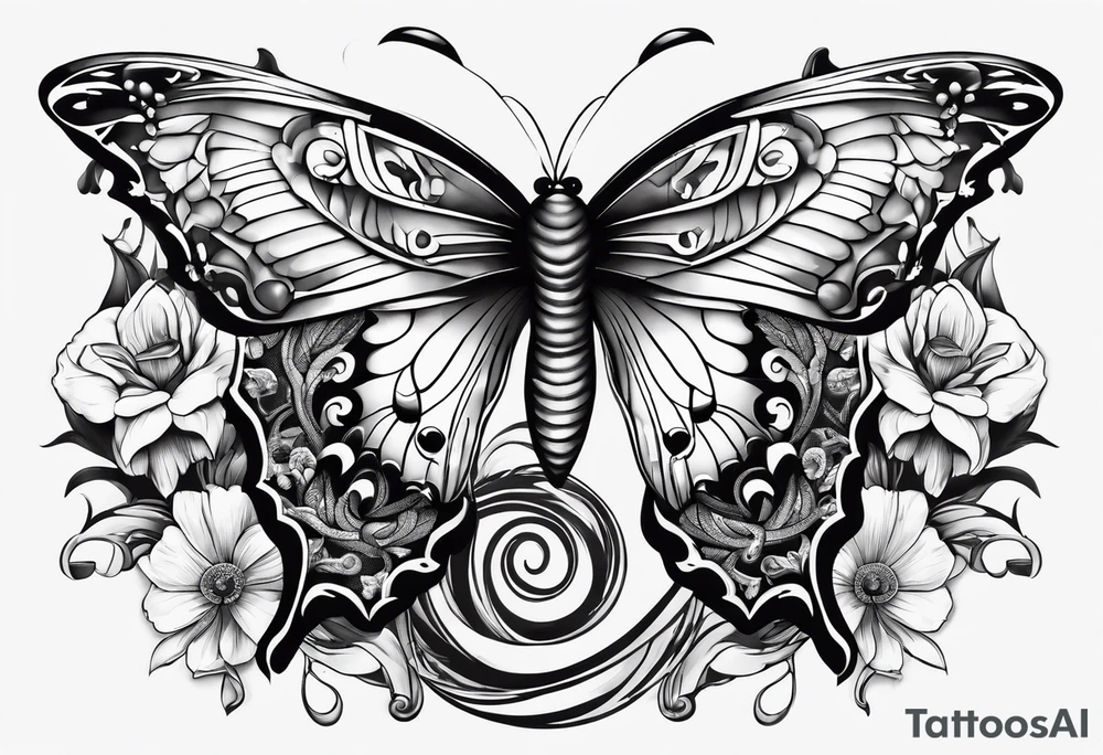 Butterflies surrounding a snake tattoo idea