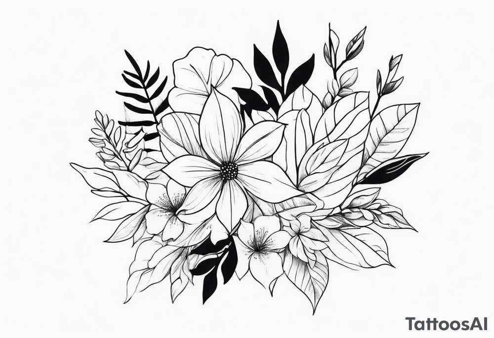 Leaves with Flowers around forearm tattoo idea
