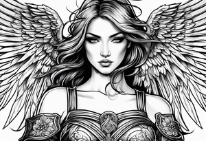 Female angel with sword tattoo idea