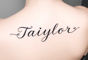 The name Taiylor spelled horizontal with the O as a diamond ring behind the ear tattoo tattoo idea