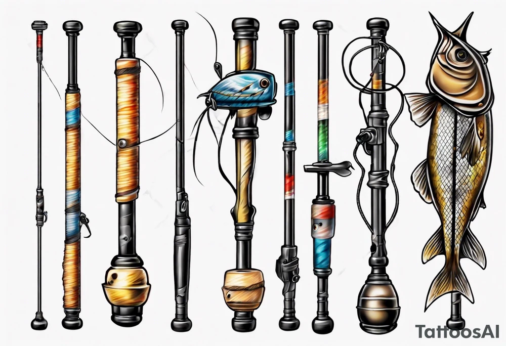 Crossed fishing poles tattoo idea