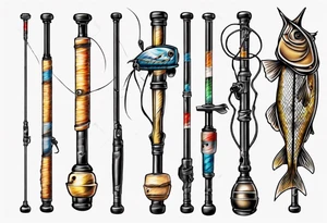 Crossed fishing poles tattoo idea