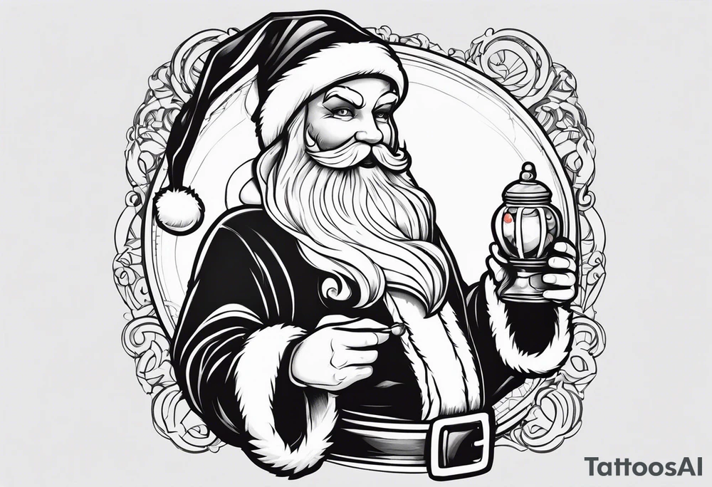 Santa Holding a Candy Can tattoo idea