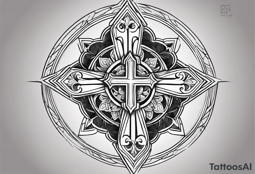 simple gothic cross tattoo idea