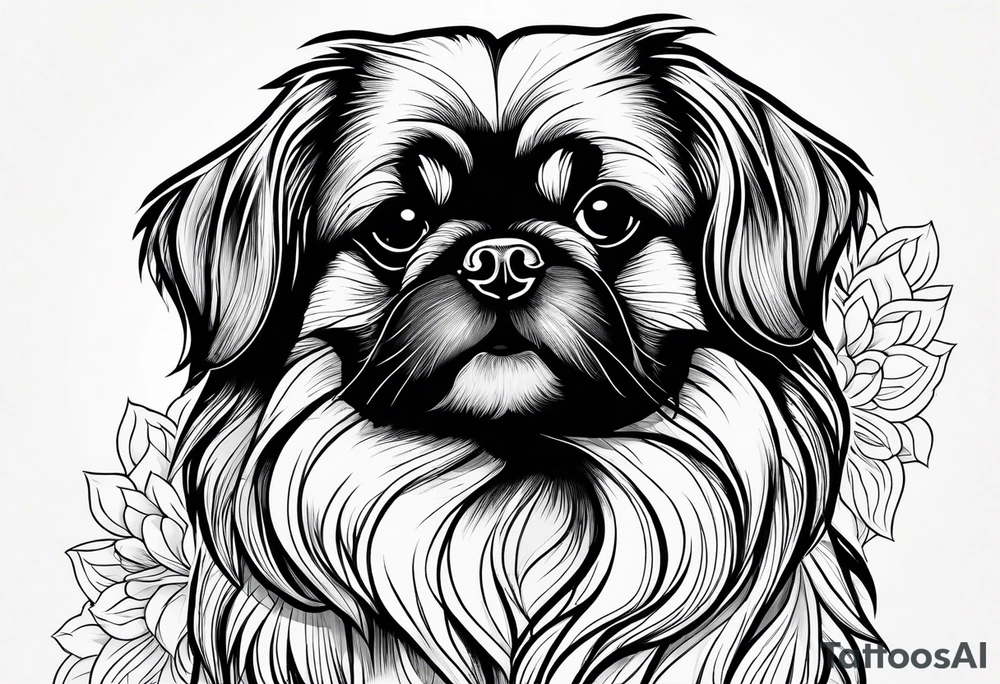 A mixed breed Pekingese and Shih-Tzu dog. Just the outline of his face. tattoo idea