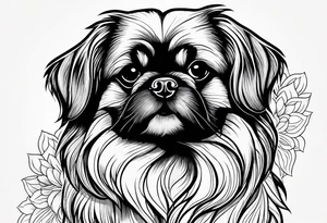 A mixed breed Pekingese and Shih-Tzu dog. Just the outline of his face. tattoo idea