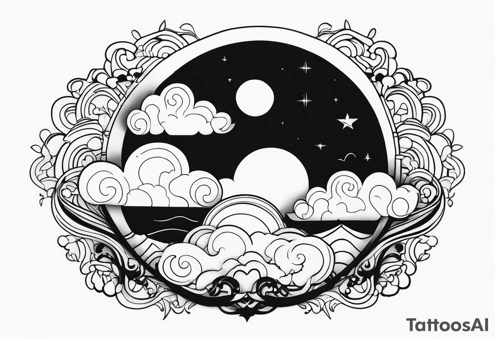 Moon with cloud tattoo idea