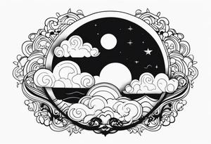 Moon with cloud tattoo idea