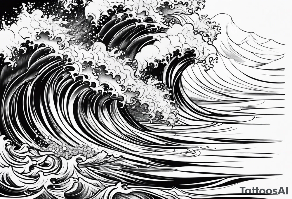 picture 8 by 8 centimeters of sea waves before a storm tattoo idea