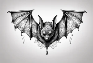 A full body of a bat sleeping tattoo idea
