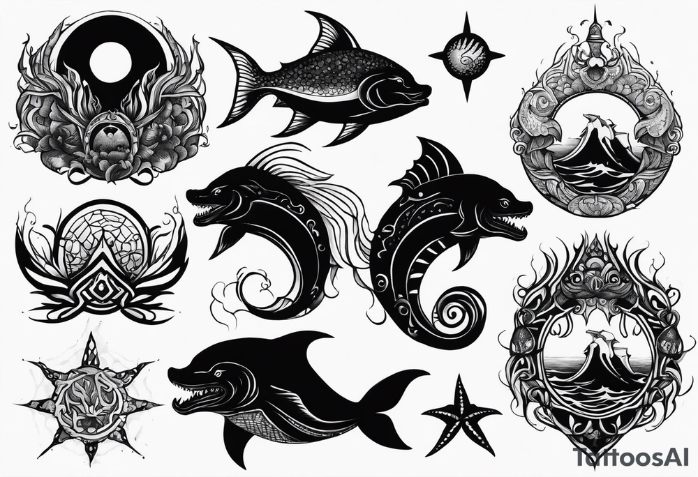 Sea mythical creatures scary tattoo idea