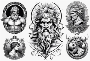 greek zeus sleeve tattoo idea