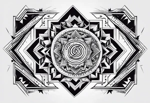 geometrical pattern middle object tattoo idea