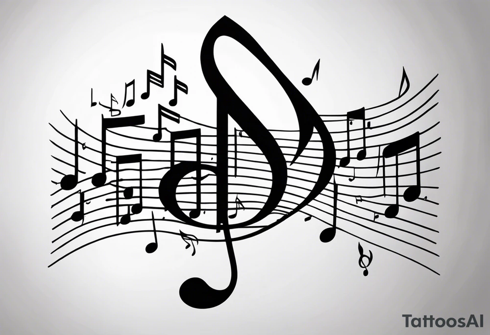 Simple, musical notes, in the shape of l and r tattoo idea