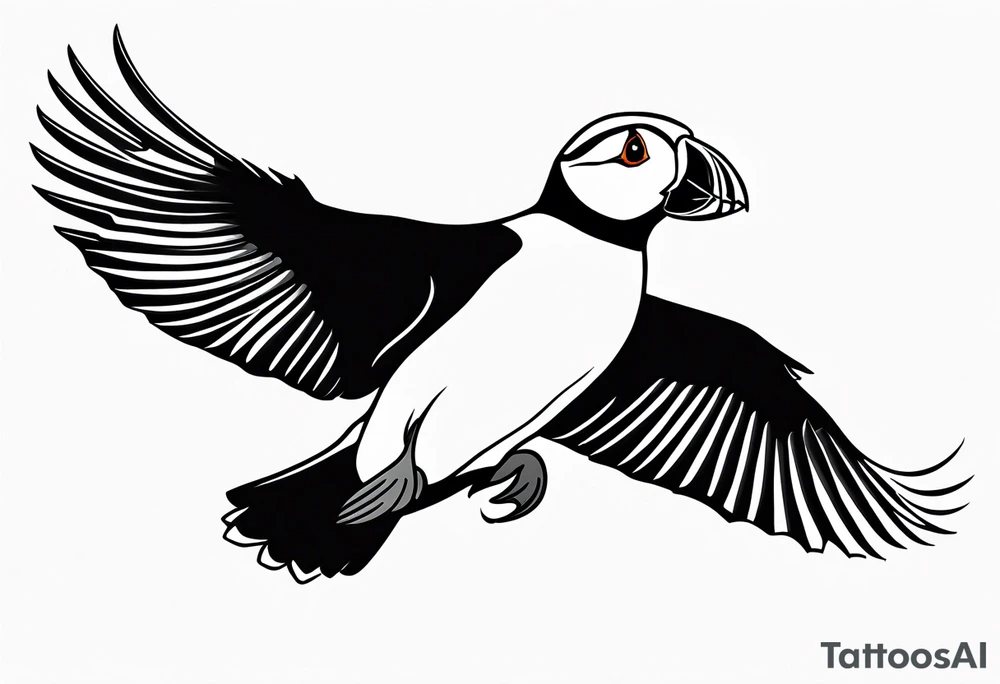 a flying puffin
- (mostly black coloured) forarm Tattoo tattoo idea a flying puffin
- (mostly black coloured) forarm Tattoo tattoo idea