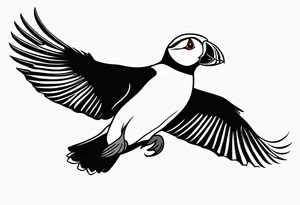 a flying puffin 
 - (mostly black coloured) forarm Tattoo tattoo idea