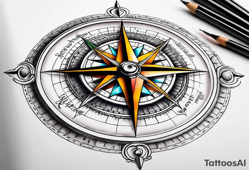 metal compass tattoo idea