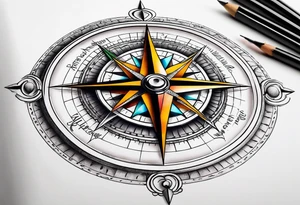 metal compass tattoo idea