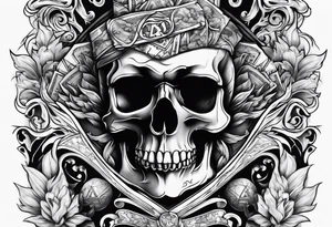 Savage letters smoking skulls money flames tattoo idea