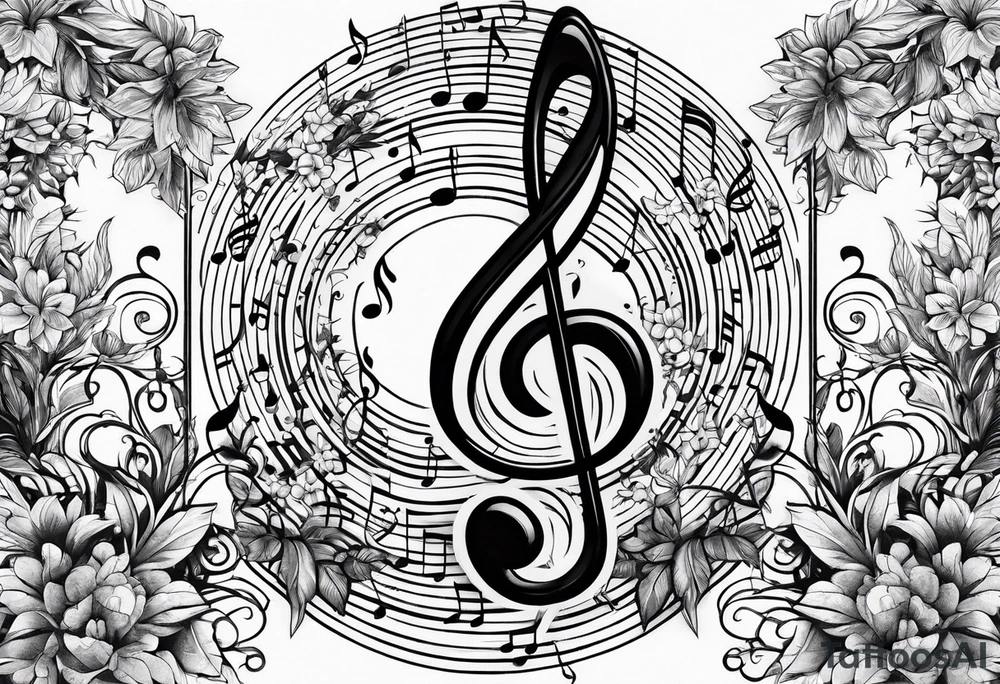 A music note in nature tattoo idea