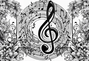 A music note in nature tattoo idea