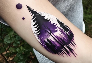 forest, abstract, on hand, no people, purple and black tattoo idea