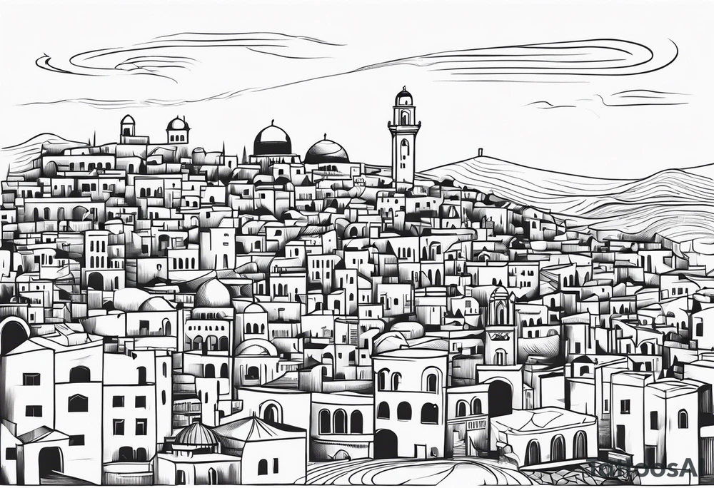 israel 
city swirl
 vector tattoo idea
