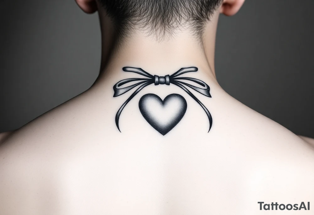 delicate bow with center tied into a heart tattoo idea
