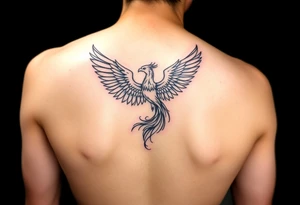 Side arm tattoo with the phoenix rising from the ashes linked with libra sign and based on discipline and the help of God.Geometric and abstract style tattoo idea