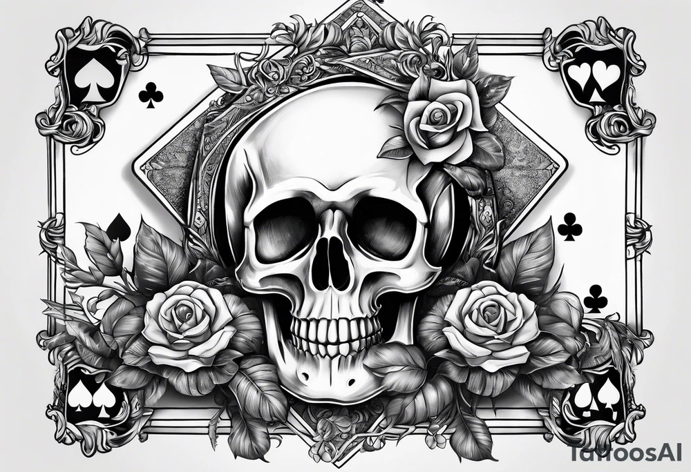 Skeleton hand holding 2 playing cards tattoo idea