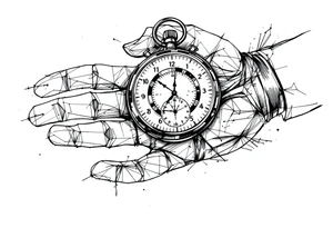 draw a stop watch time piece on the back of a hand opposite of the palm tattoo idea