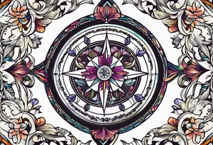 Compass , flower, cross tattoo idea