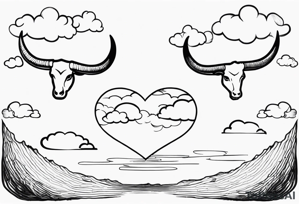 heaven and hell, clouds, broken heart, halo, horns tattoo idea
